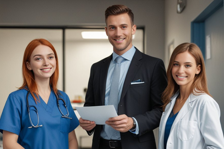 Pflegekräfte erfolgreich anwerben und integrieren Pflegekraft und Arbeitgeber bei Vertragsunterzeichnung