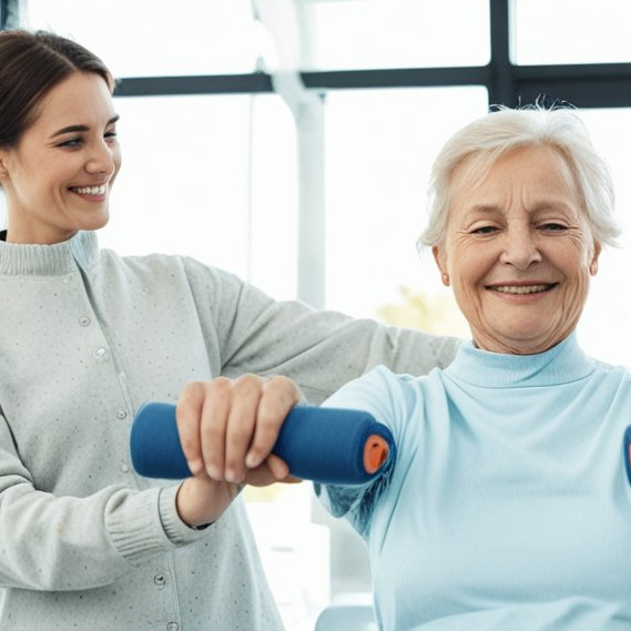 Kurse für Ergotherapie eine Ergotherapeutin hilft eine Frau