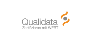 Qualidata Logo von Qualidata mit dem Slogan "Zertifizieren mit WERT".