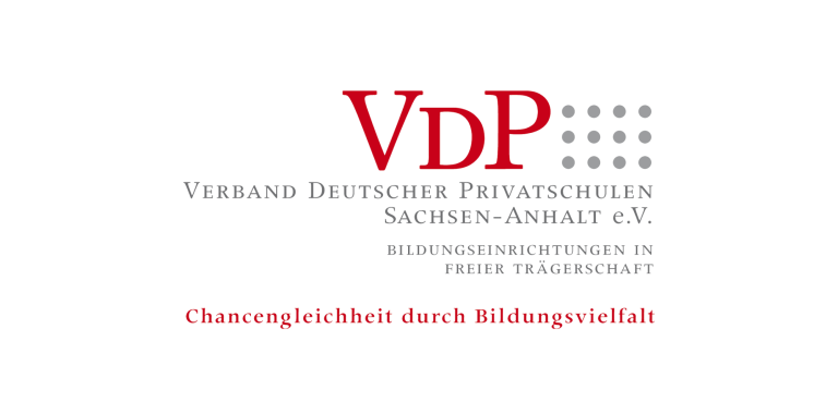 VDP Sachsen-Anhalt Logo des Verbandes Deutscher Privatschulen mit dem Text "Chancengleichheit durch Bildungsvielfalt".